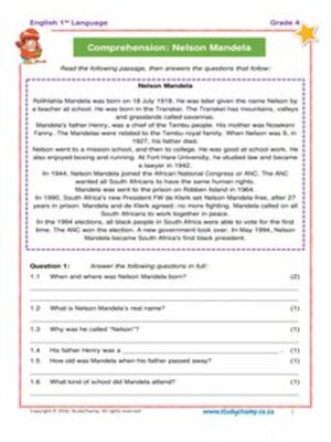cover image of Grade 4 Comprehension: Nelson Mandela